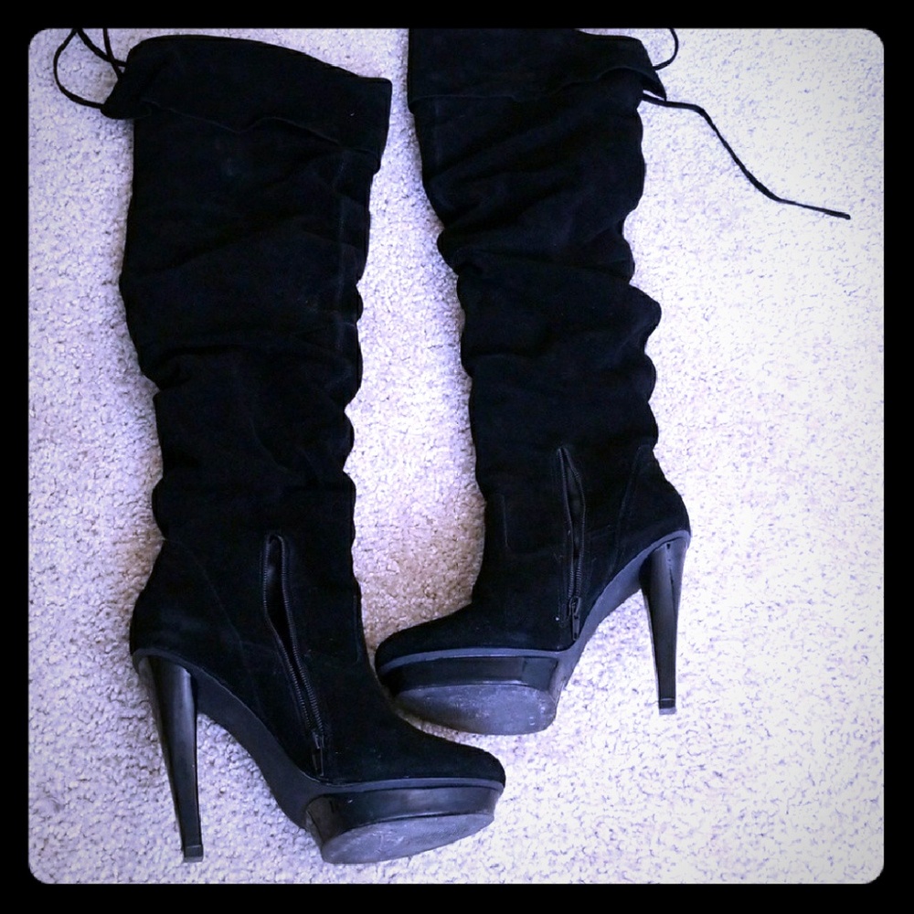 Steve Madden Xenon knee high fold over boots